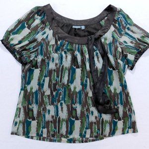 APT 9 Top Women's Size XL Brown, Gray, Green w/ Bow